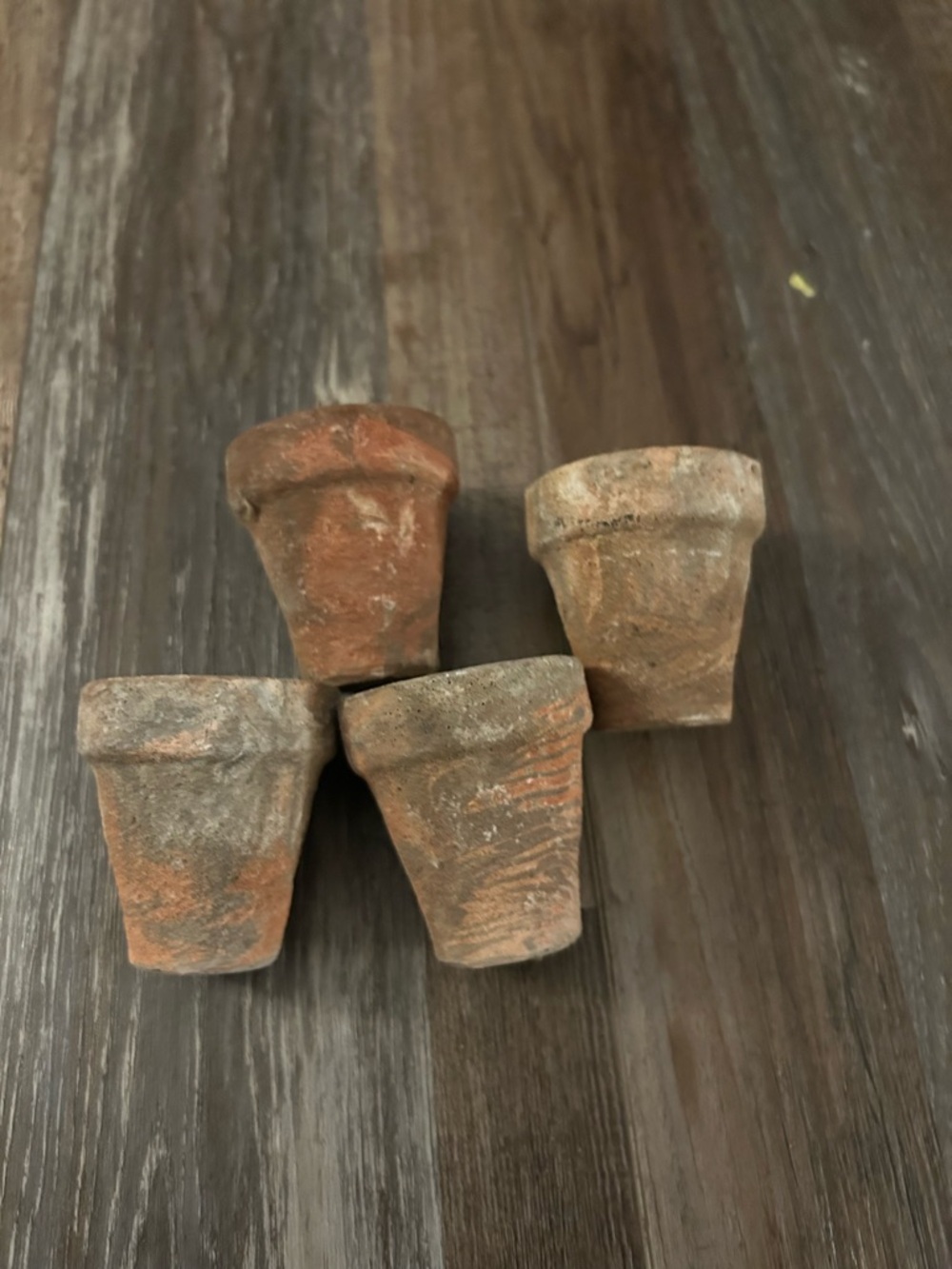 4 Old world Vintage Hand Thrown Terracotta Plant Pots 2.75"  Seedling Pots